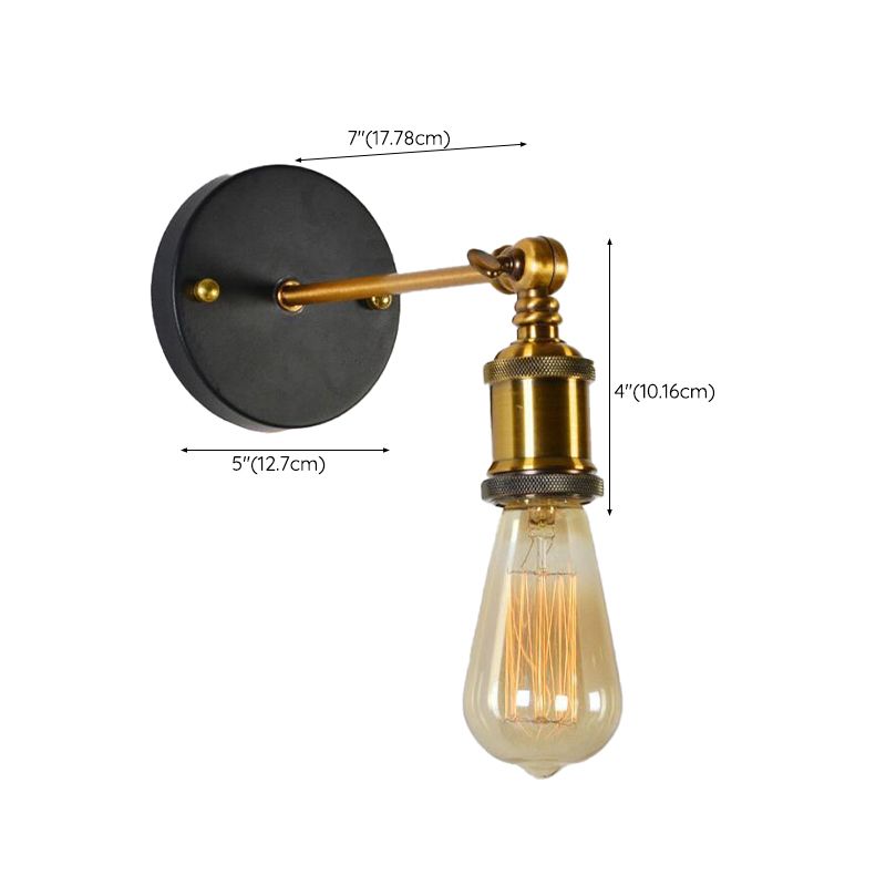 Armed Shape Wall Lamp Industrial Style Metal 1 Light Sconce in Brass