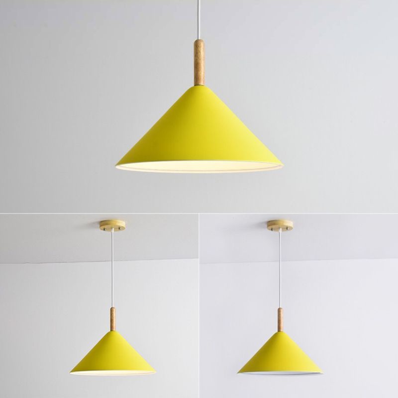 6-Color Optional Macaroon Simplicity Hanging Lamp Cone Shade Nordic Style Lighting Pendant for Dining Room
