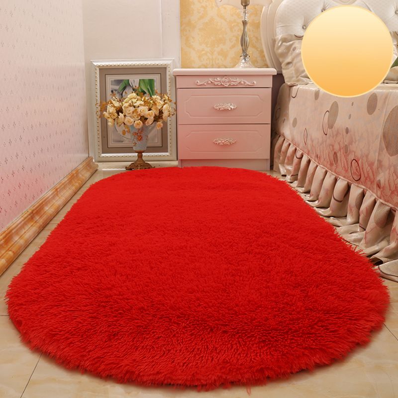 Oval Plush Rug Indoor Rug Non-Slip Backing Machine Washable Area Carpet