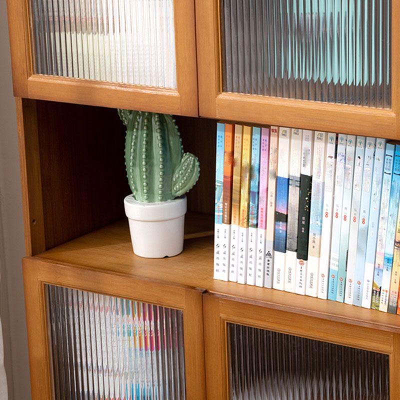 Contemporary Closed Back Bamboo Bookshelf Acrylic Bookcase with Cabinets