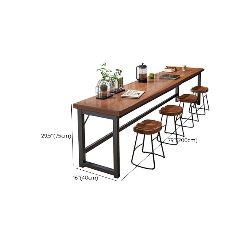 Modern Simple Indoor Bar Table Rectangle Bar Stool Table with Footrest