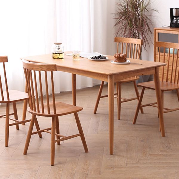 Contemporary Dining Table Cherry Solid Wood Table with 4 Legs for Kitchen Dinner Dining Room