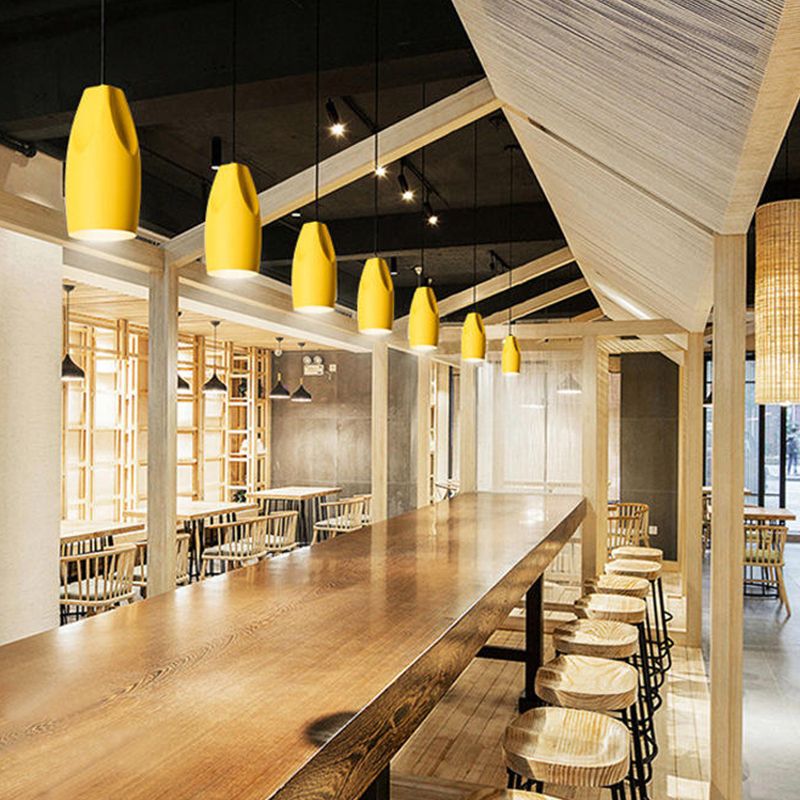 Macaron Single-Bulb Pendant lampe Aluminium Géométrique Hanging Light pour salle à manger