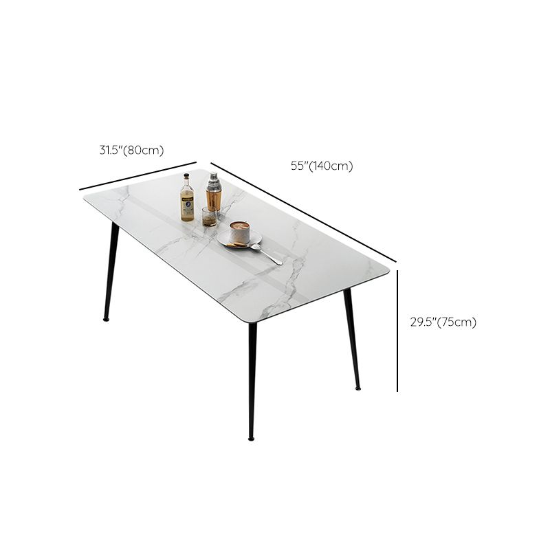 Sintered Stone Dining Table Set 1/5 Pcs Rectangle Dining Table with Armless Chairs