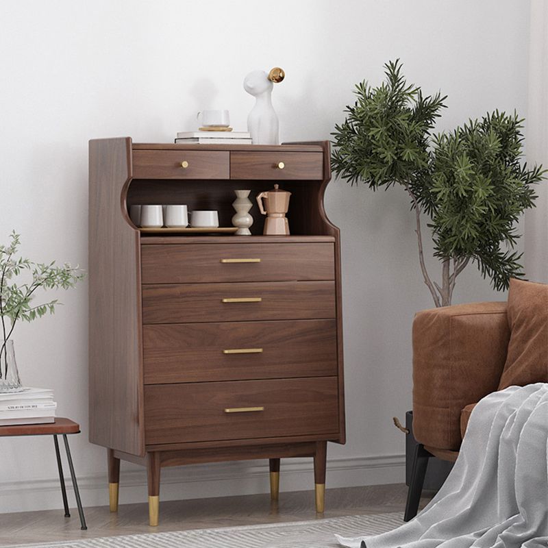 Contemporary Chest Solid Wood 6 - Drawer Rectangle Straight Legs Accent Chest