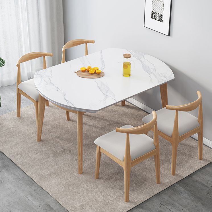 Modern Sintered Stone Dining Table Round Dining Room Table with 4 Legs