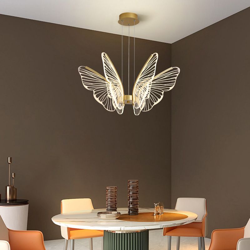 Modern Style Butterfly Ceiling Suspension Lamp Multi Lights Acrylic Hanging Lamp