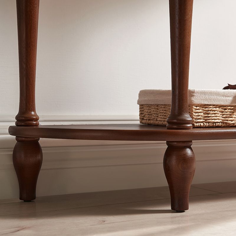 Mid-Century Modern 4 Legs Wood Half Moon Console Table in Brown