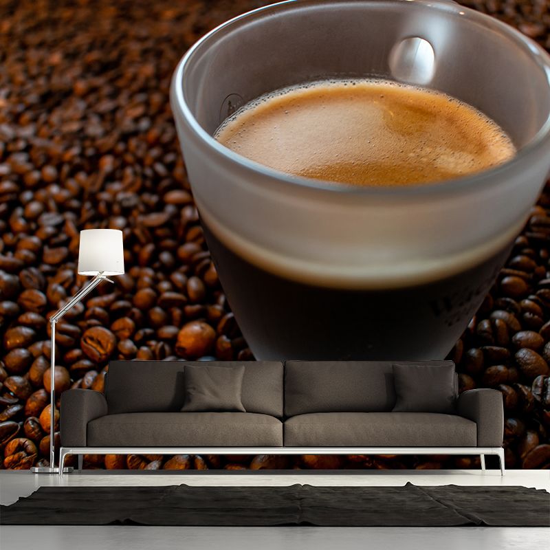 Aromatic Coffee Beans Wall Paper Murals Contemporary Style Coffee Shop Wall Decor