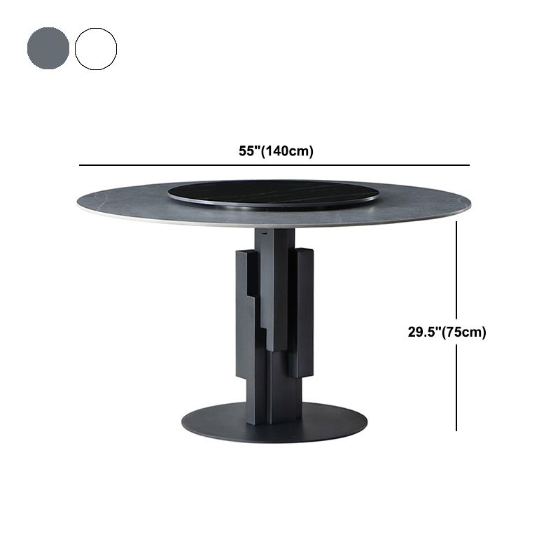 Round Stone Top Dining Table Contemporary Dining Table with Turntable