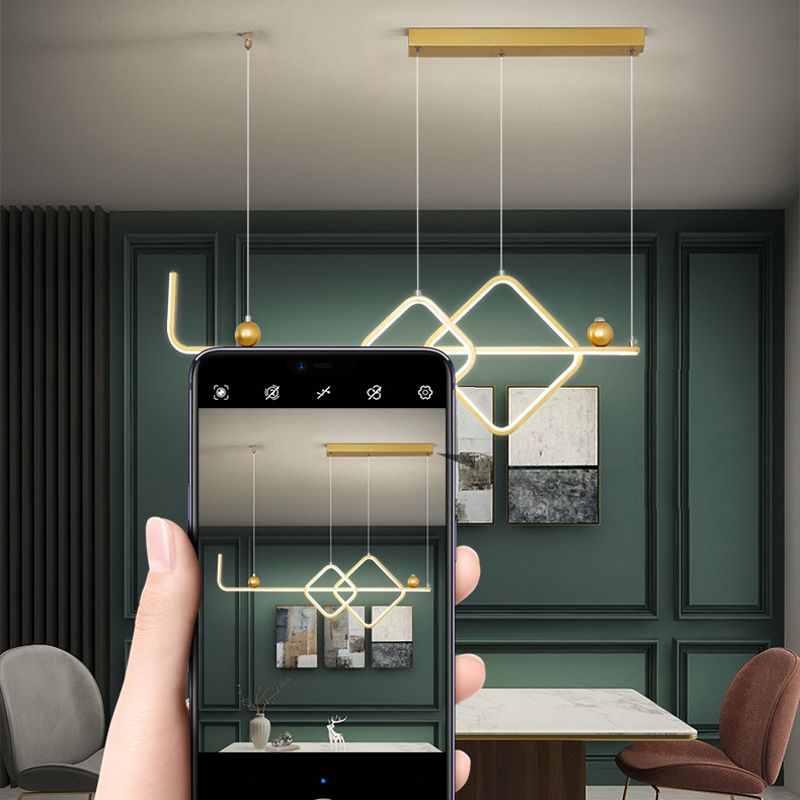 Metal Linear Island Pendant Modern Multiple-Light Island Lighting