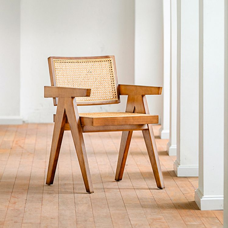 Sillas de comedor de estilo tradicional, silla con respaldo abierto y brazo de cocina con patas de madera