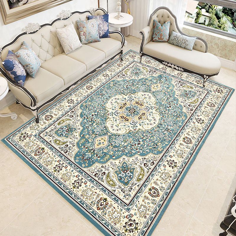 Dark Brown Rug Polyester Graphic Rug Non-Slip Backing Rug for Living Room