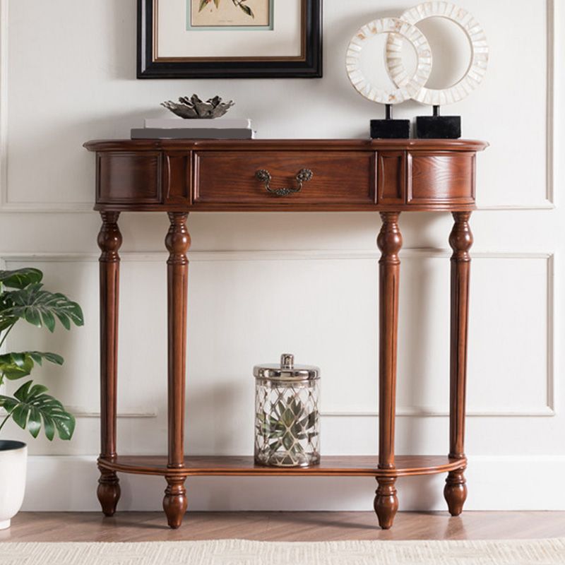 Victorian Rubber Wood End Table Free Form Sofa Console Table for Hall