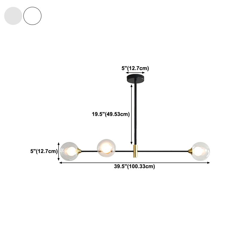Modern Style Global Shape Island Lights Glass 3/4 Lights Pendant Light