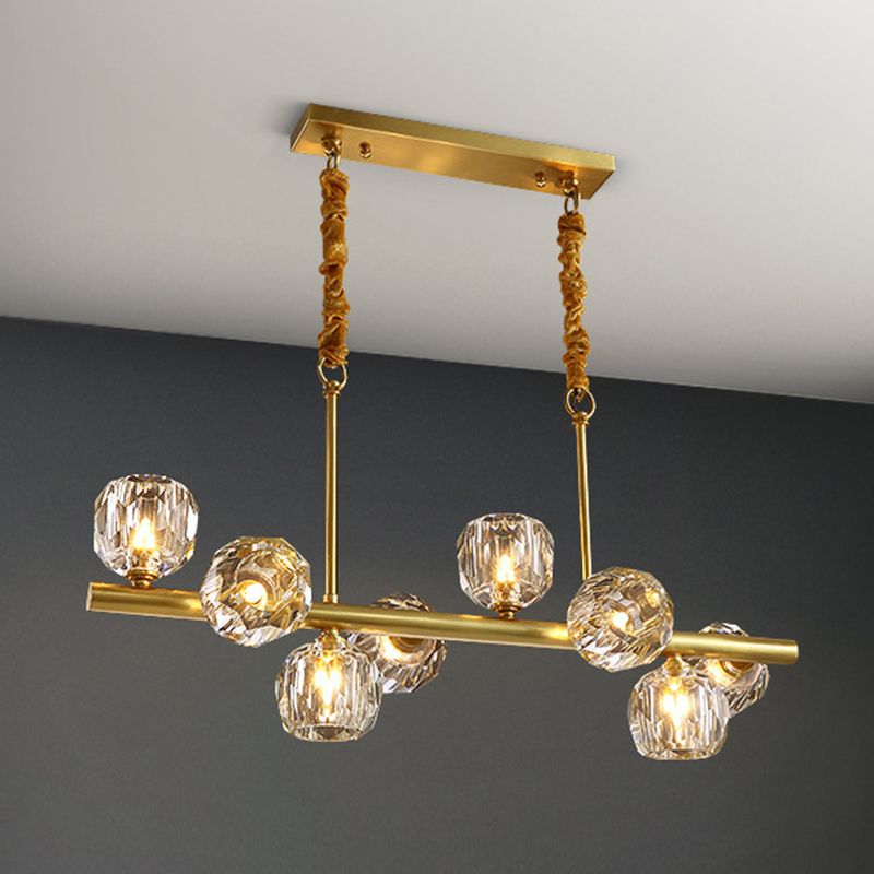 Ball Shape Crystal Island Pendants Modern Style Multi Lights Island Pendant Lights in Gold