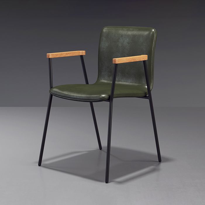 Scandinavisch ontwerp vaste achterarm zijstoel Leather Lederen Dining zijstoel