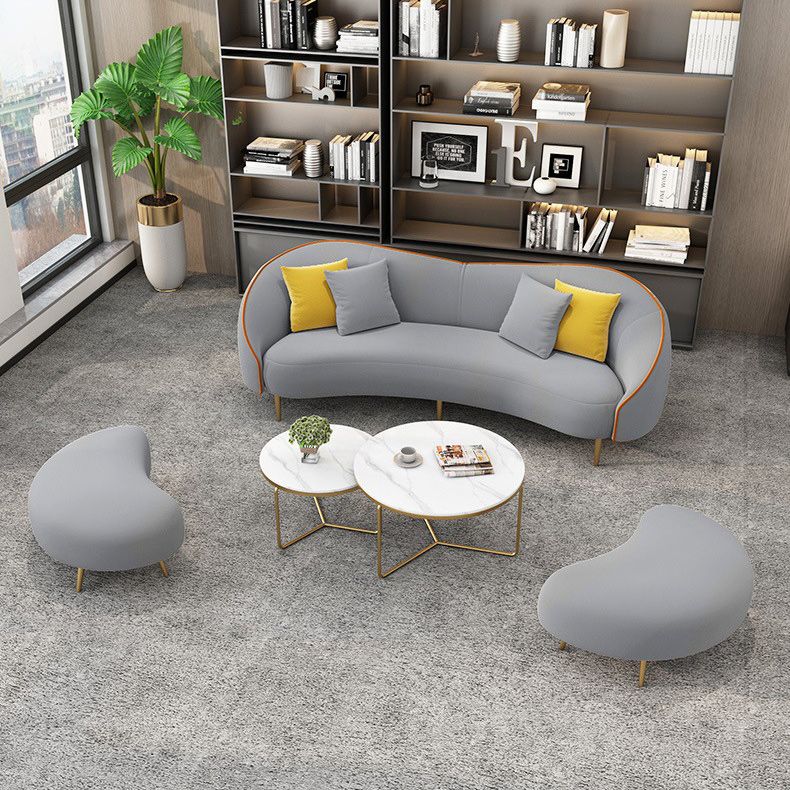 Contemporary White/Grey Sofa with Tight Back Curved Sofa for Apartment