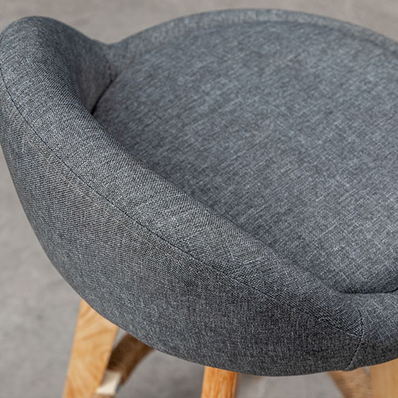 Scandinavian Wood Barstool Faux Leather Low Back Counter Stool