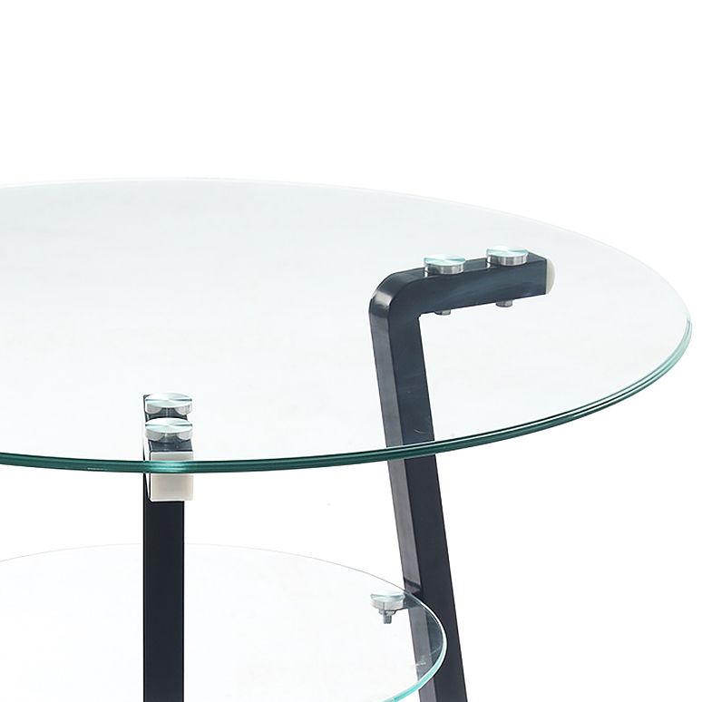 Round 3 Legs Modern Dining Table Transparent Fixed Table of Clear Glass