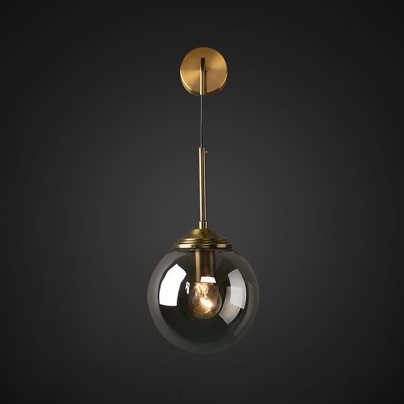 Industrial Style Ball Shade Wall Lamp Glass 1 Light Sconces for Bedroom