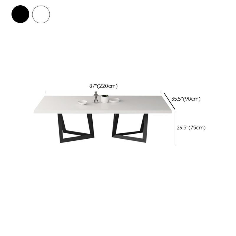 Metal and Wood Table Mid-Century Modern Style Family Rectangular Dining Table