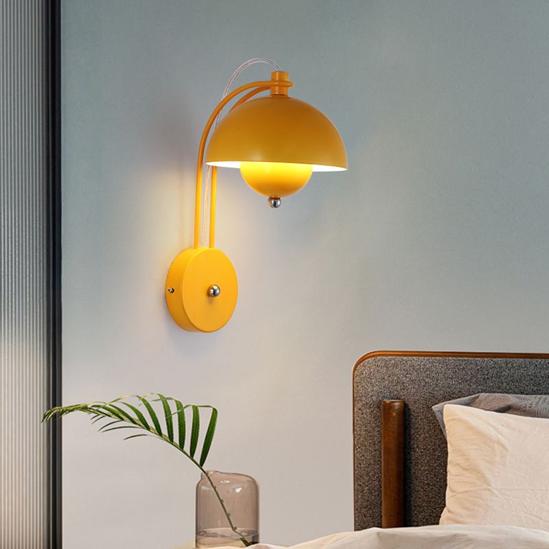 Dome Wall Sconce Lighting Modern Style Metal 1 Light Wall Mounted Light