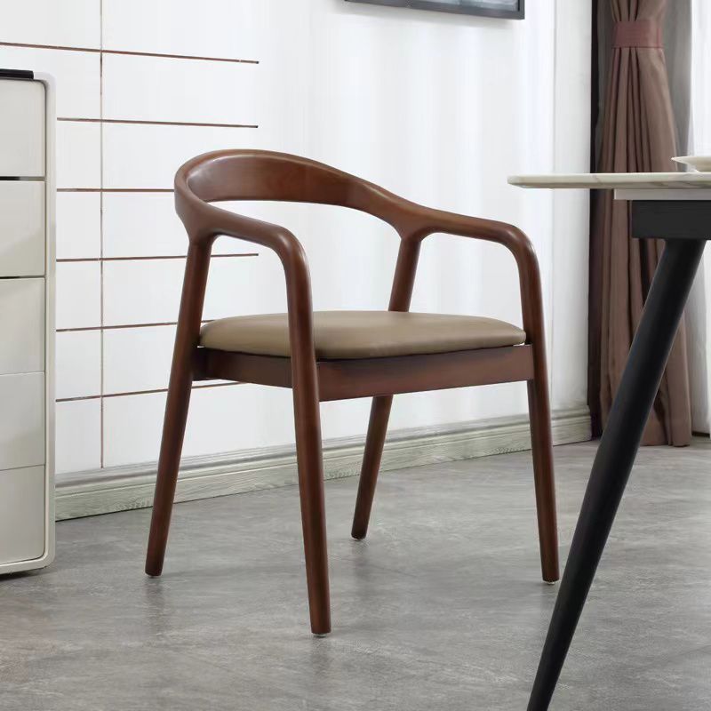 Contemporary Style Open Back Solid Wood Home Dining Arm Chair