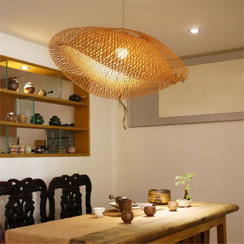 Contemporary Style Hanging Light Bamboo Pendent Lighting Fixture for Living Room