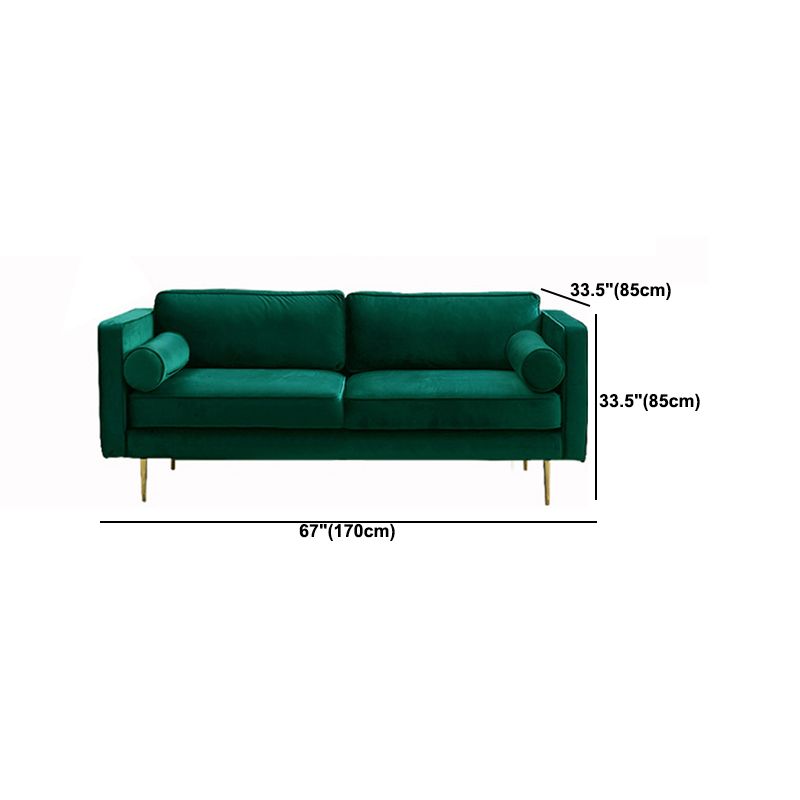 Tuxedo Arm Sofa Modern Style Green Velvet Sofa with Metal Legs