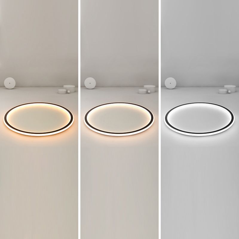 Metal Circle Flush Mount Fixture Simple Style LED Black Flush Mount Fixture