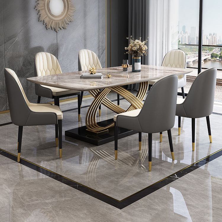 Mesa de comedor rectangular de lujo tradicional muebles de acero inoxidable para interiores
