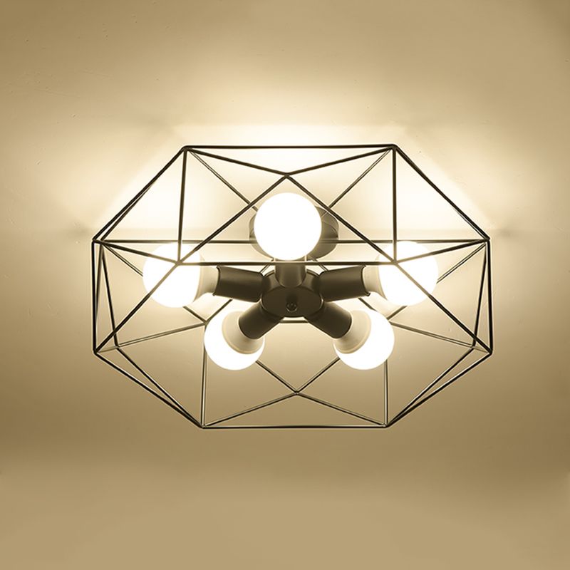 Retro Flush Mount Ceiling Light Caged Ceiling Lamp for Bedroom