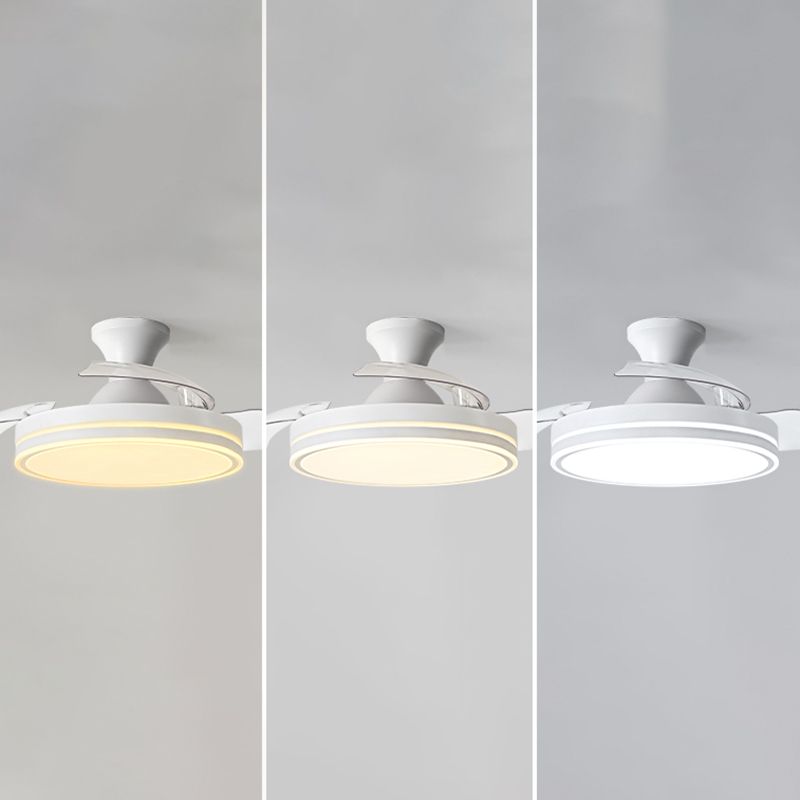 Metallic Drum Hanging Fan Lamp Frequency Conversion Modern LED Semi Flush Mount Lighting