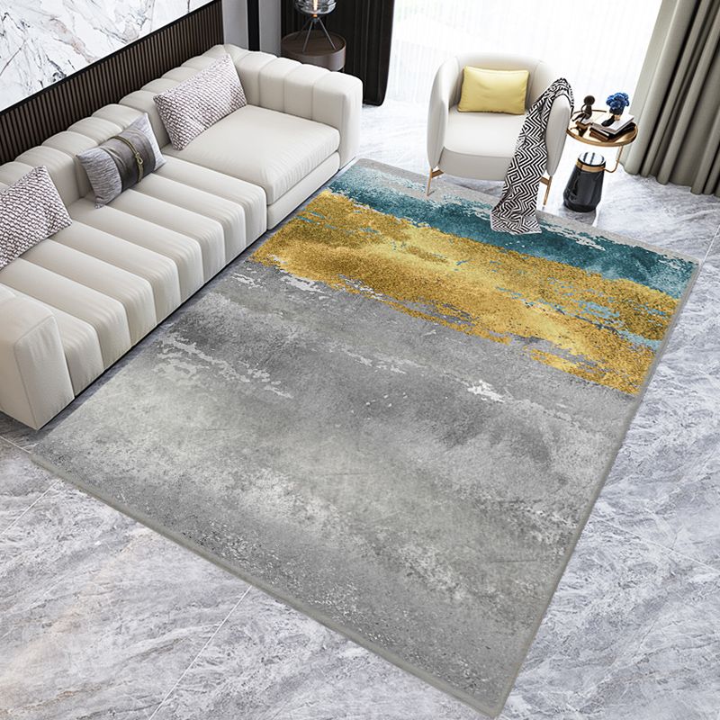 Fancy Modern Rug Grey Geometric Print Area Rug Polyester Stain Resistant Rug for Home Decor