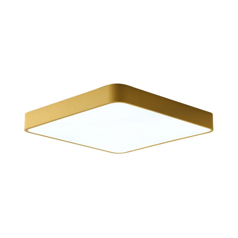 16"/19.5"/23.5" Wide Square Ceiling Fixture Modern Metal Yellow/Green LED Flush Mount Lamp in White/Warm