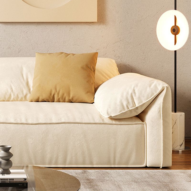 Ivory Faux Leather Sofa Wear-resistant Sewn Pillow Back Sofa