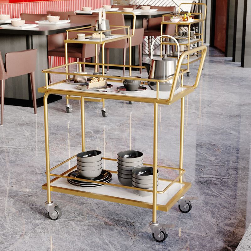 33.86"H Rolling Modern Prep Table Rectangular Metal Prep Table for Home Use