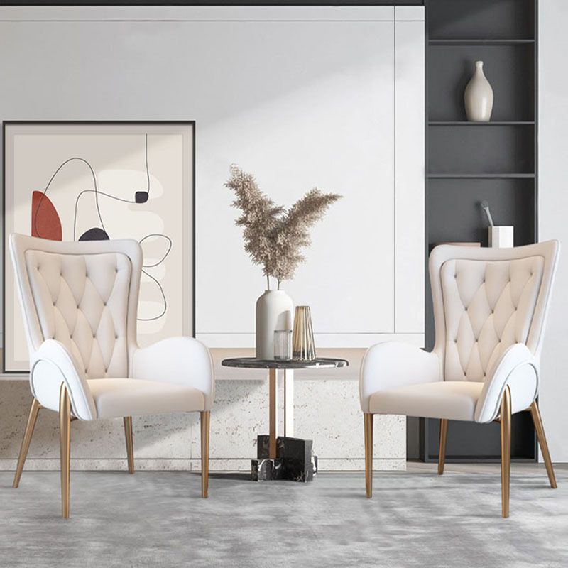 Glam Metal Arm Dining Chair Upholstered Dining Side Chair for Home Use
