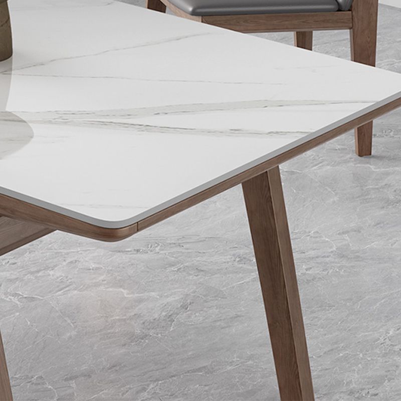 Rectangle Table Medieval Modern Sintered Stone Top Dining Table with Wooden Base