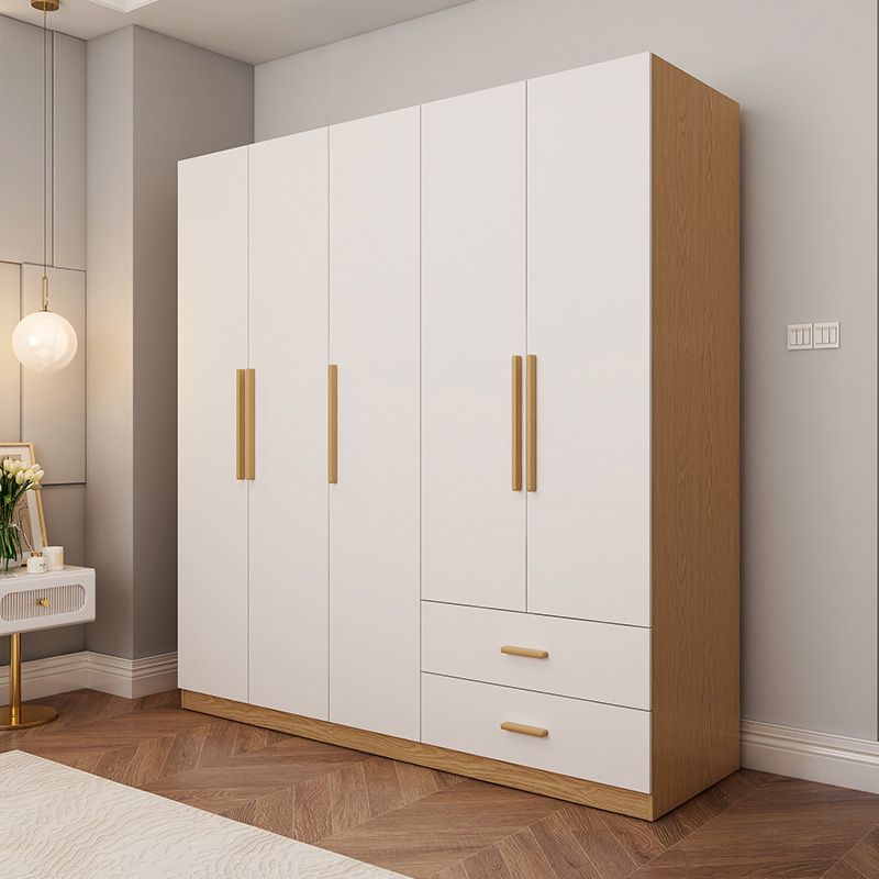 Contemporary Style Wardrobe Wooden Bedroom Closet with Hinged Door