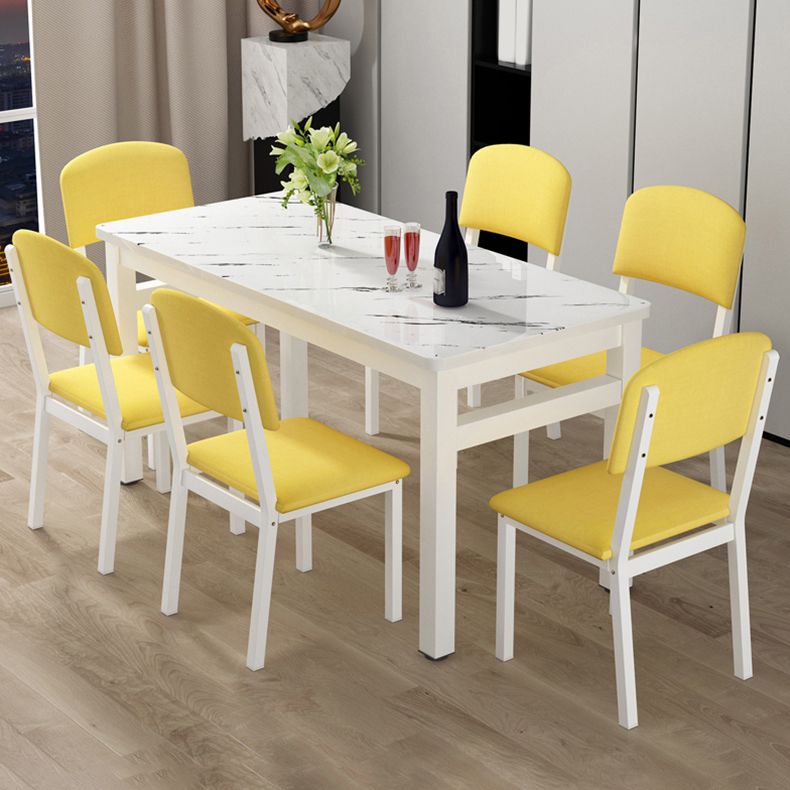 Modern Rectangular Dining Table Wooden Tabletop for Living Room