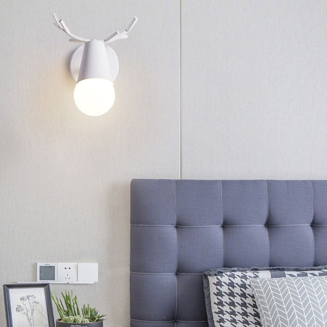 1 Light Metal Wall Sconce Light Simple Macaron Antler Wall Mount Lamp Fixture for Boy Girl Bedroom