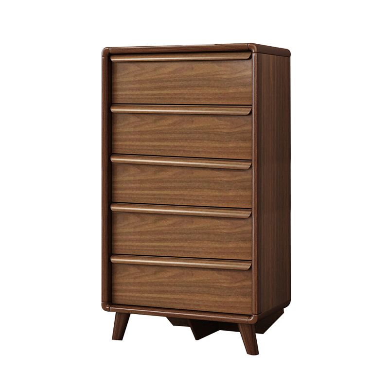 Soft Close Drawers Mid-Century Modern Chest Squared Legs Accent Chest in Brown