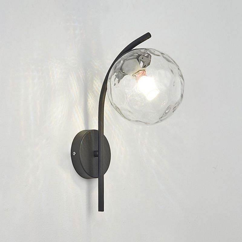 Casa de pared de lámpara de vidrio contemporánea 1 cabezal de metal de metal lámpara montada en la pared