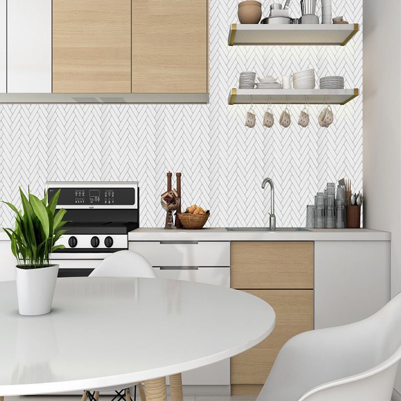 Adhesive Herringbone Brick Wallpaper Panel PVC Country Style Wall Decor for Restroom