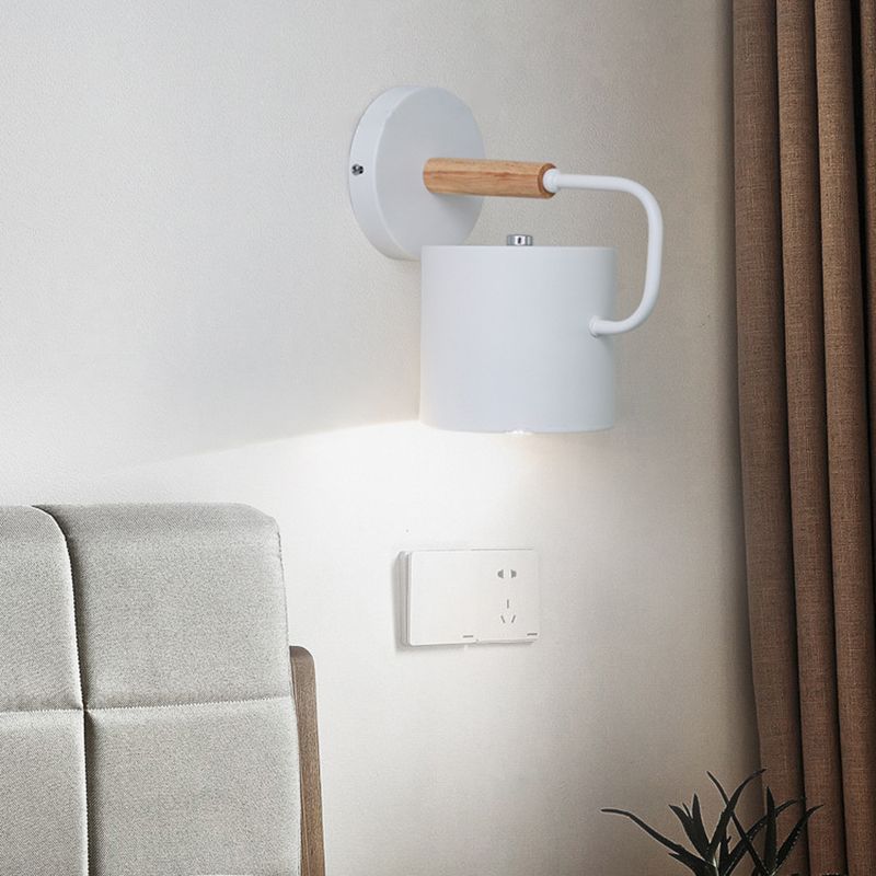 Illuminazione a parete a forma di cilindro in stile moderno in metallo 1 lampada montata a parete per la testa