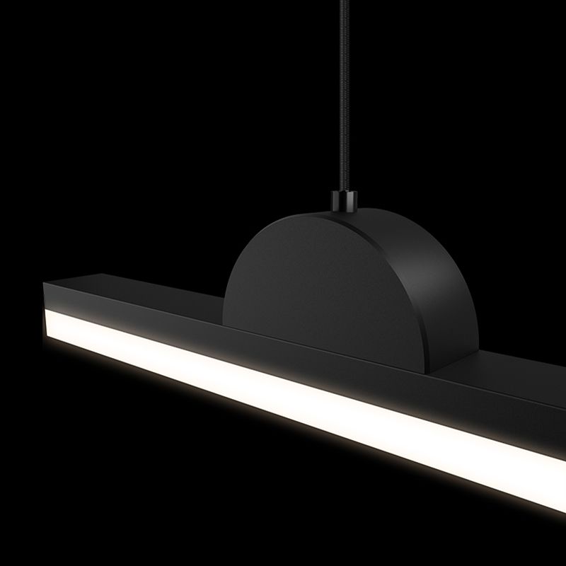 Black LED Island Hanging Lamp Modern Simple Island Lamp with Acrylic Shade for Dining Room