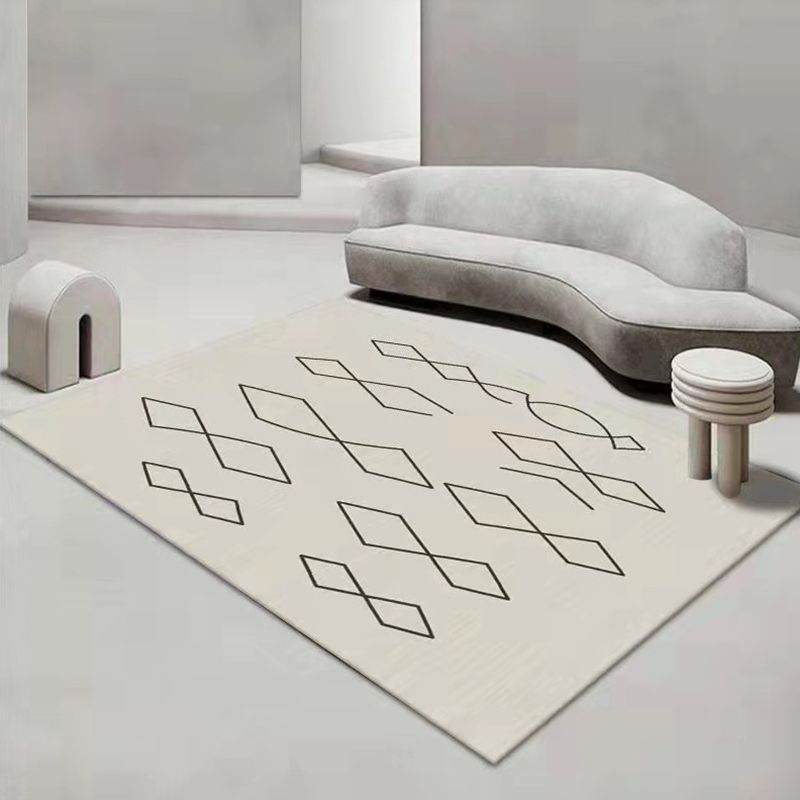 Dark Gray Modern Rug Polyester Color Block Rug Stain Resistant Rug for Drawing Room