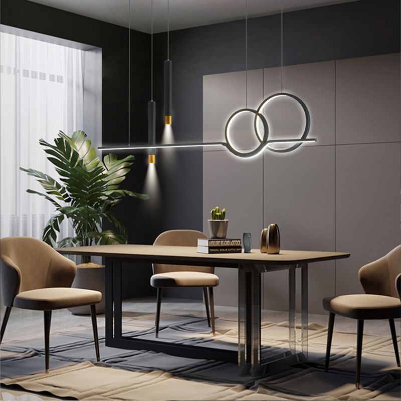 Black Metal Hanging Pendant Lights with Acrylic Shade Modern Island Lamps